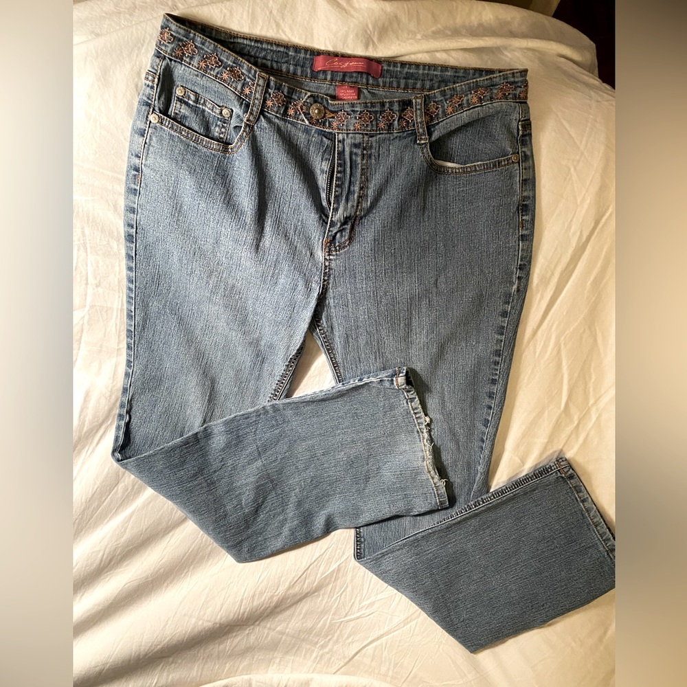 COS Women’s Jeans w/ Embroidered Waist & Back Pockets Size 10 Boho Festival Wear